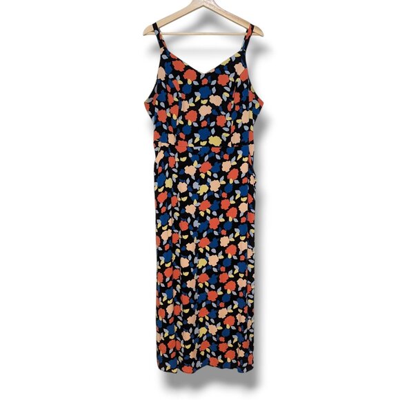 41 Hawthorn Dress Womens 2X Floral Smocked Maxi Pockets Sleeveless Multicolored - Picture 1 of 6
